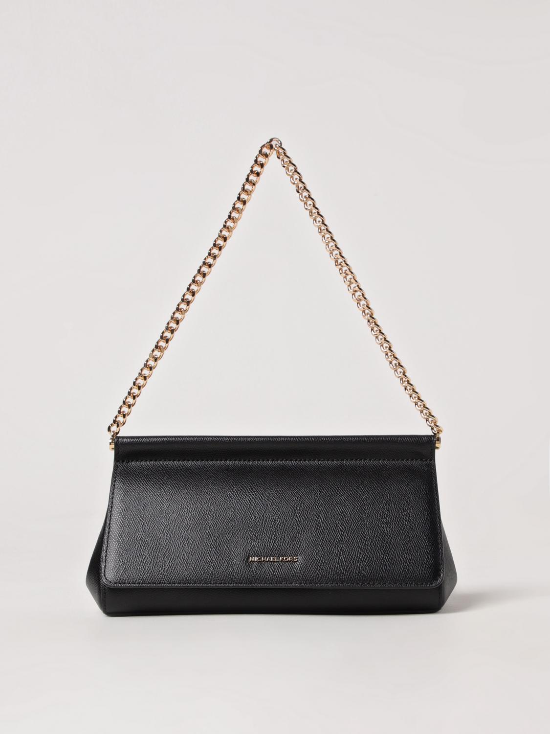 MICHAEL KORS BORSA A SPALLA: Pochette Carmine media in pelle Michael Kors, Nero - Img 1
