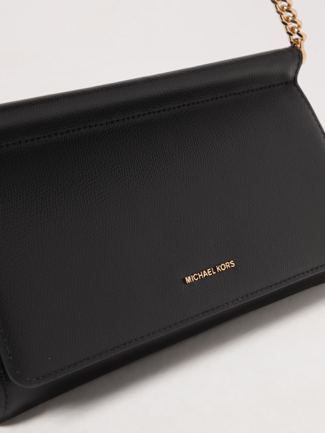 MICHAEL KORS BORSA A SPALLA: Pochette Carmine media in pelle Michael Kors, Nero - Img 3