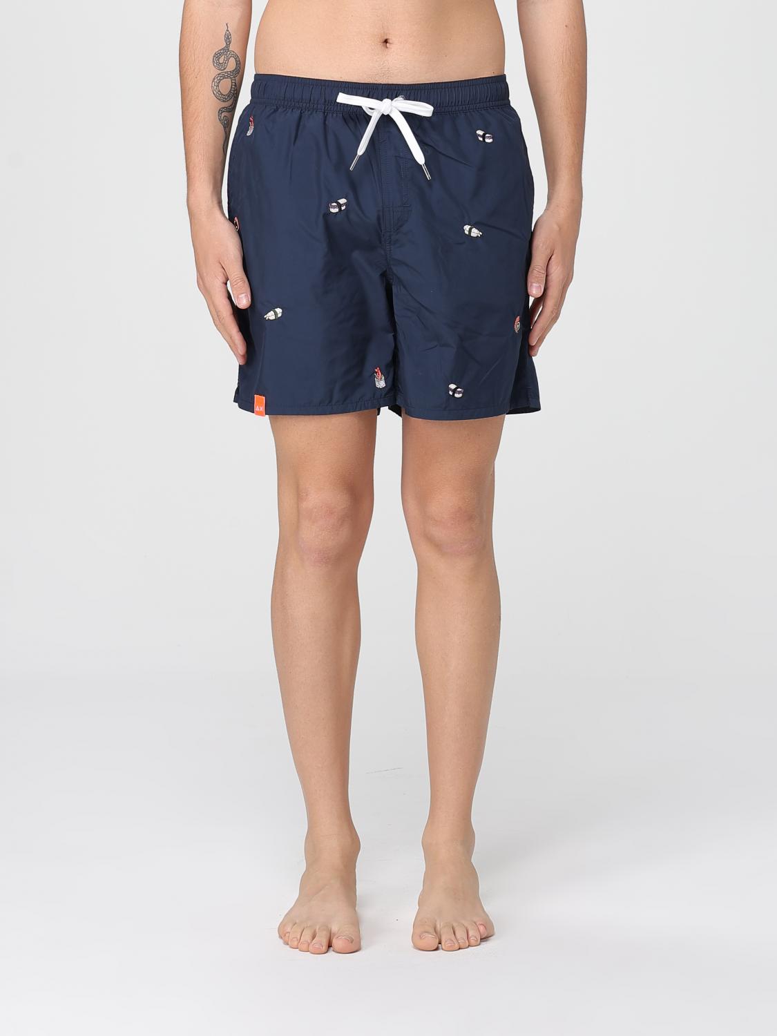 SUN68 COSTUME: Costume da bagno in nylon con ricami SUN68, Blue Navy - Img 1
