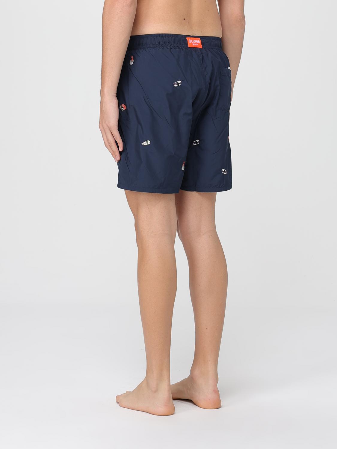 SUN68 COSTUME: Costume da bagno in nylon con ricami SUN68, Blue Navy - Img 2