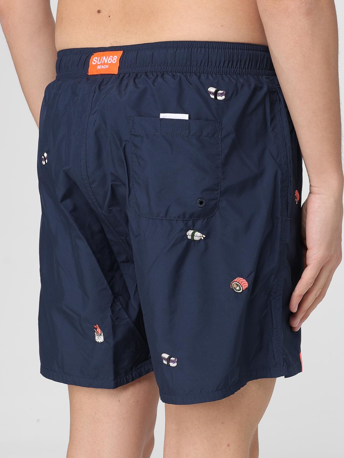 SUN68 COSTUME: Costume da bagno in nylon con ricami SUN68, Blue Navy - Img 3