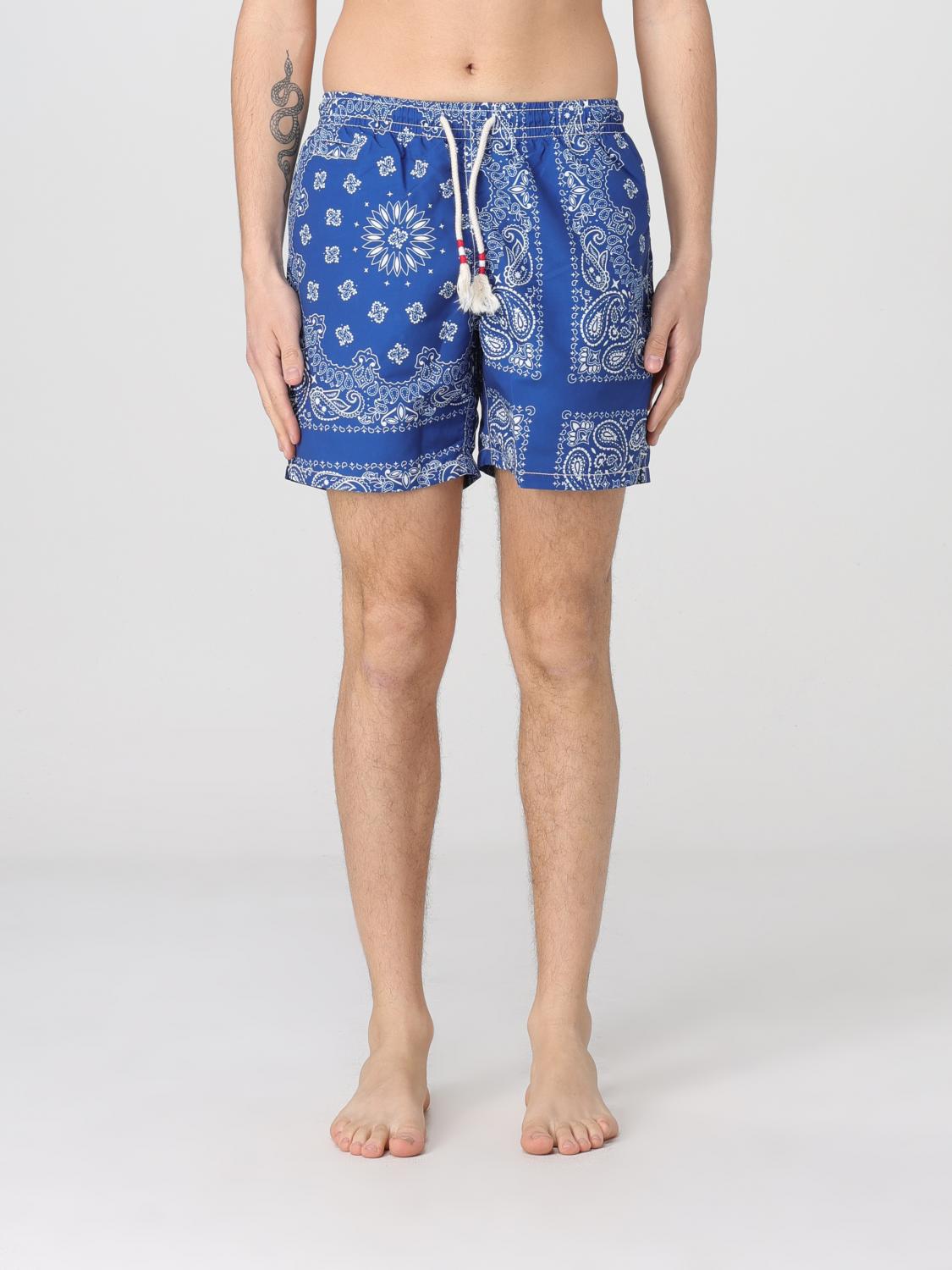 MC2 SAINT BARTH BADEMODE: MC2 Saint Barth Nylon-Badeanzug mit Bandana-Print, Blau - Img 1