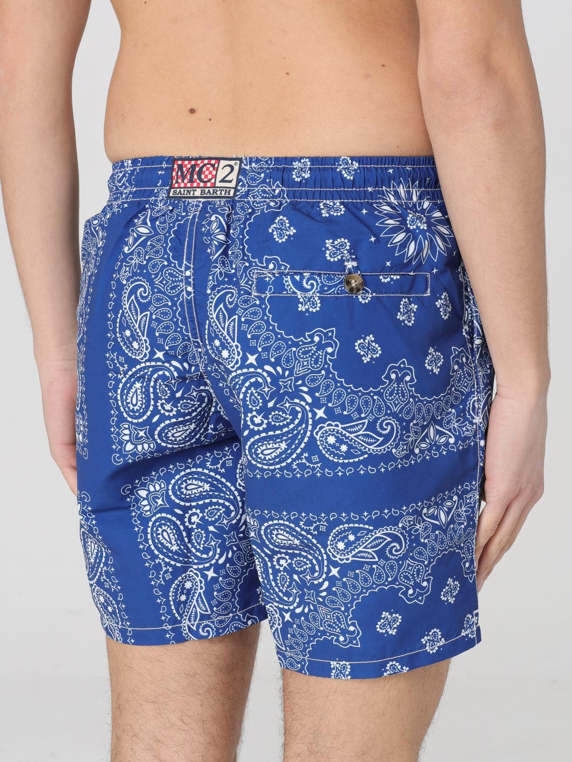 MC2 SAINT BARTH BADEMODE: MC2 Saint Barth Nylon-Badeanzug mit Bandana-Print, Blau - Img 3