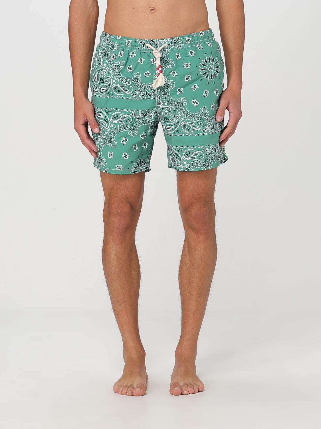 MC2 SAINT BARTH BADEMODE: MC2 Saint Barth Nylon-Badeanzug mit Bandana-Print, Grün - Img 1