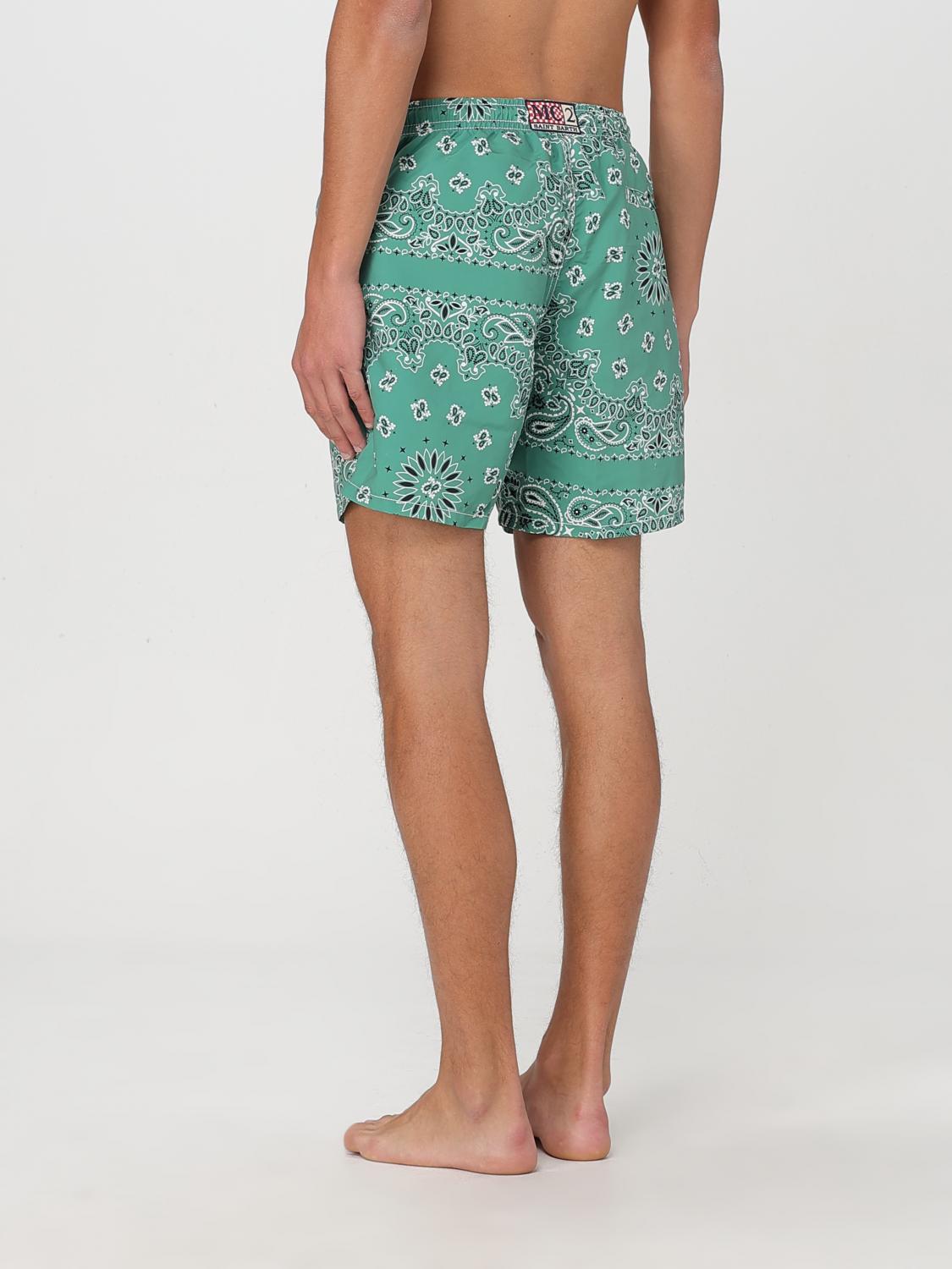 MC2 SAINT BARTH BADEMODE: MC2 Saint Barth Nylon-Badeanzug mit Bandana-Print, Grün - Img 2