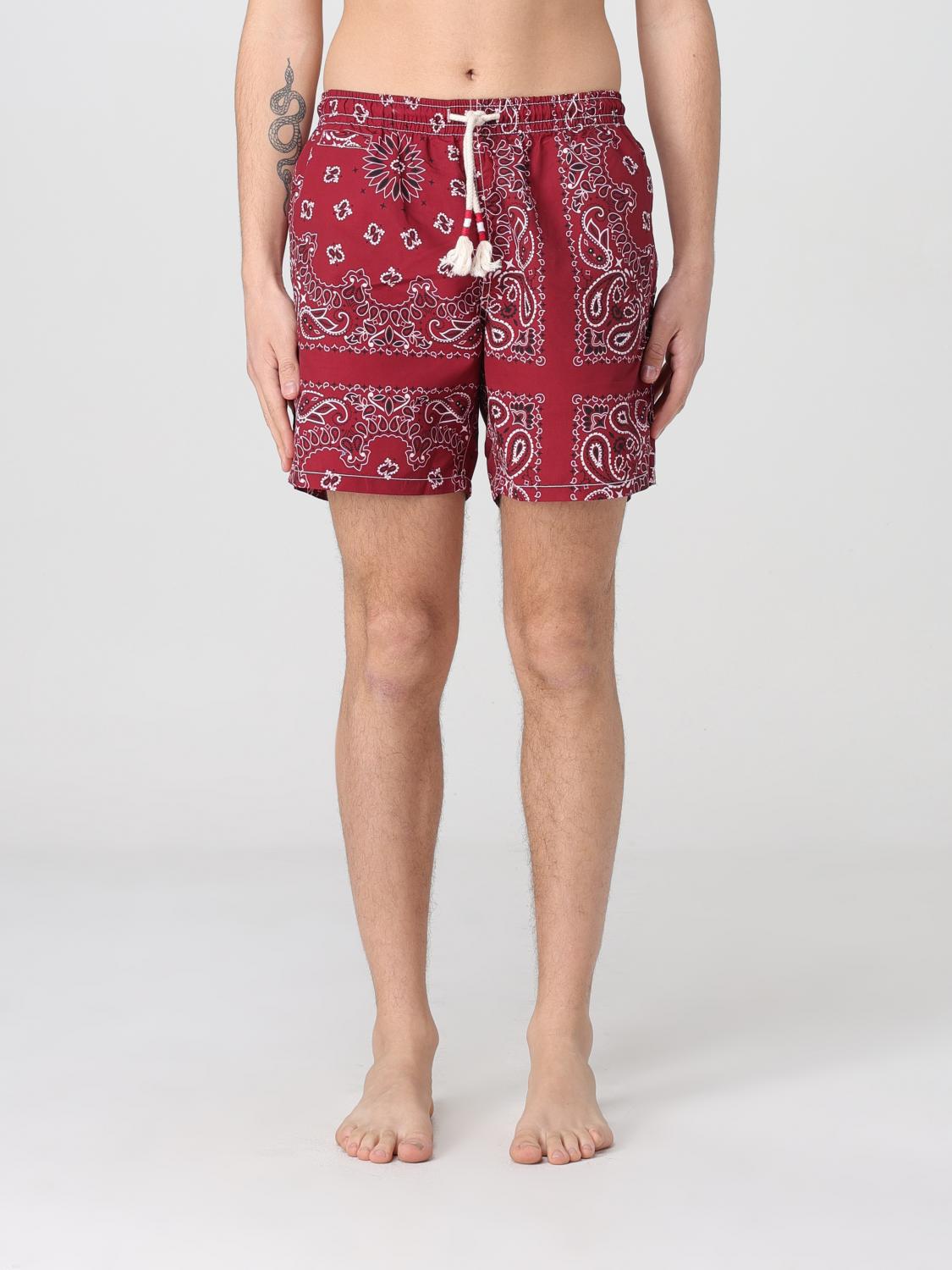 MC2 SAINT BARTH BADEMODE: MC2 Saint Barth Nylon-Badeanzug mit Bandana-Print, Braun - Img 1