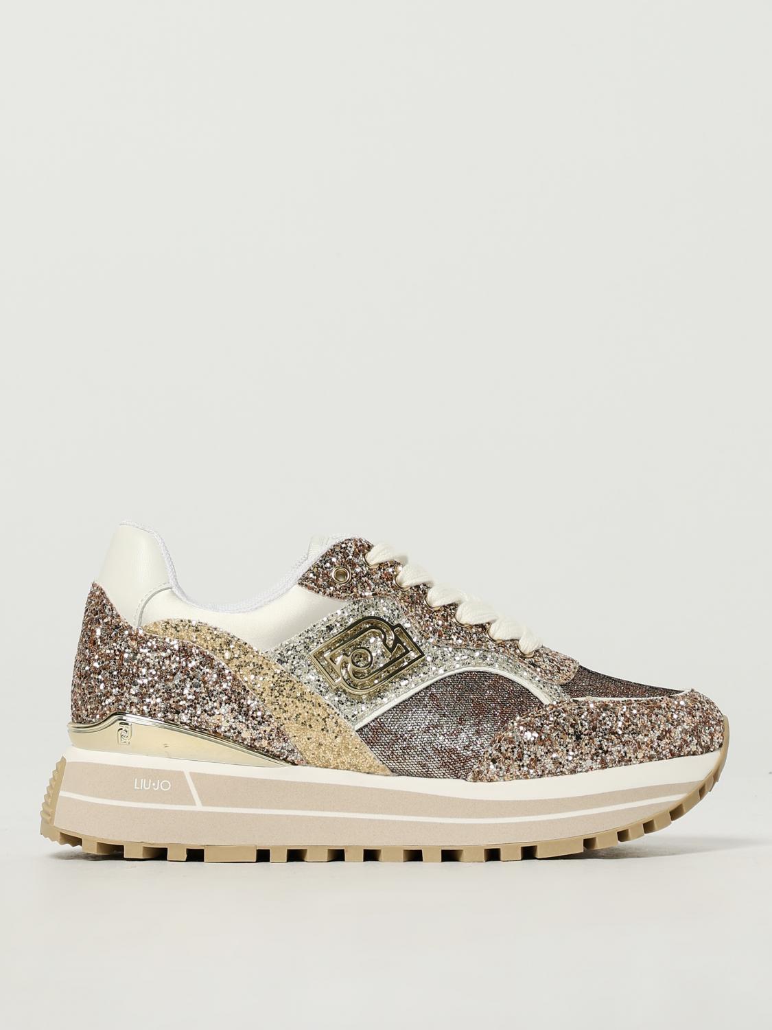 LIU JO SNEAKERS: Sneakers Liu Jo in mesh e glitter , Oro - Img 1