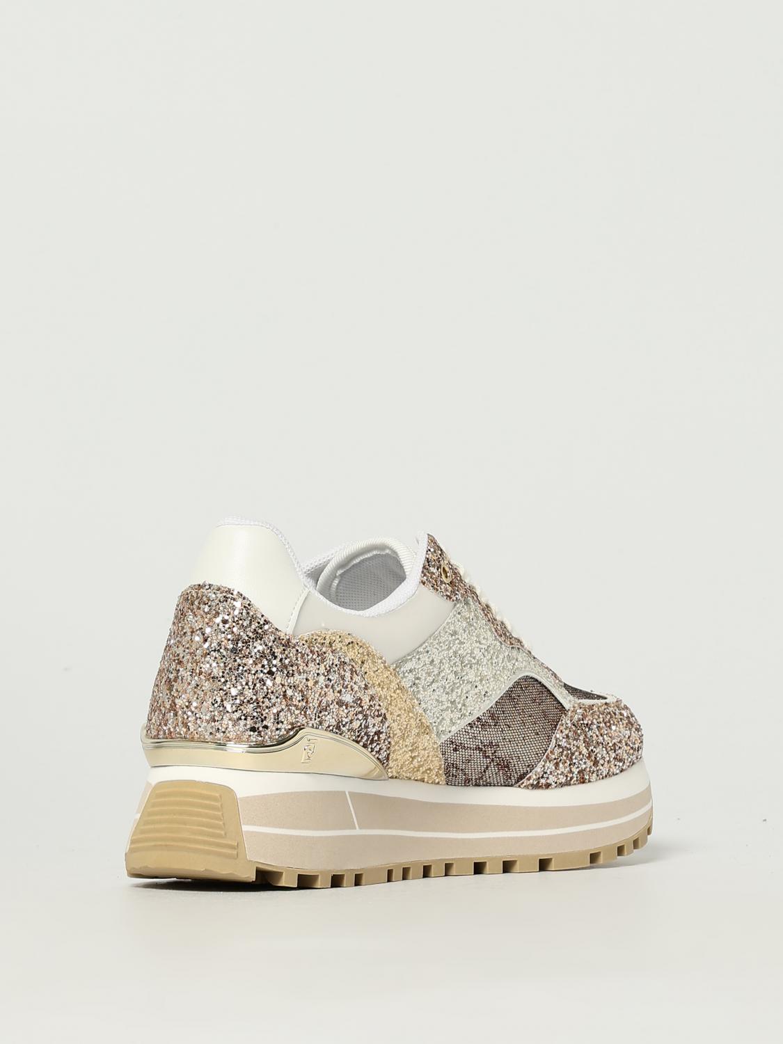 LIU JO SNEAKERS: Sneakers Liu Jo in mesh e glitter , Oro - Img 3