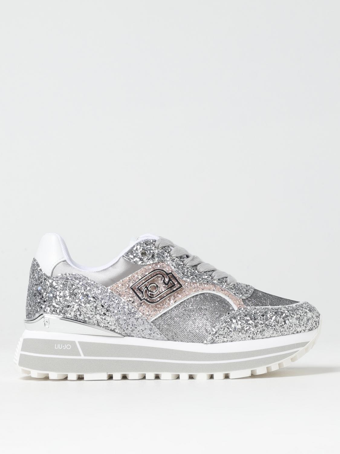 LIU JO SNEAKERS: Sneakers Liu Jo in mesh e glitter , Argento - Img 1