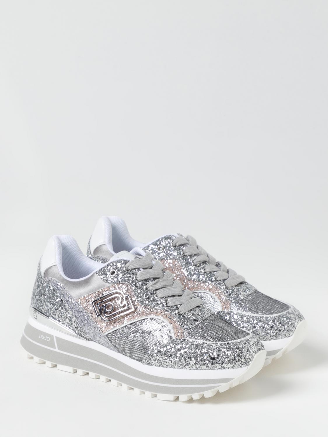 LIU JO SNEAKERS: Sneakers Liu Jo in mesh e glitter , Argento - Img 2
