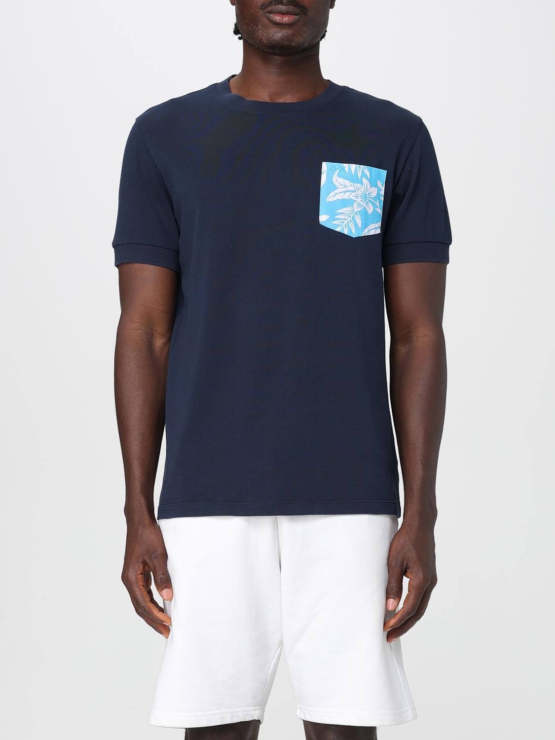 SUN68 T-SHIRT: T-shirt in cotone con toppa a fantasia SUN68, Blue - Img 1