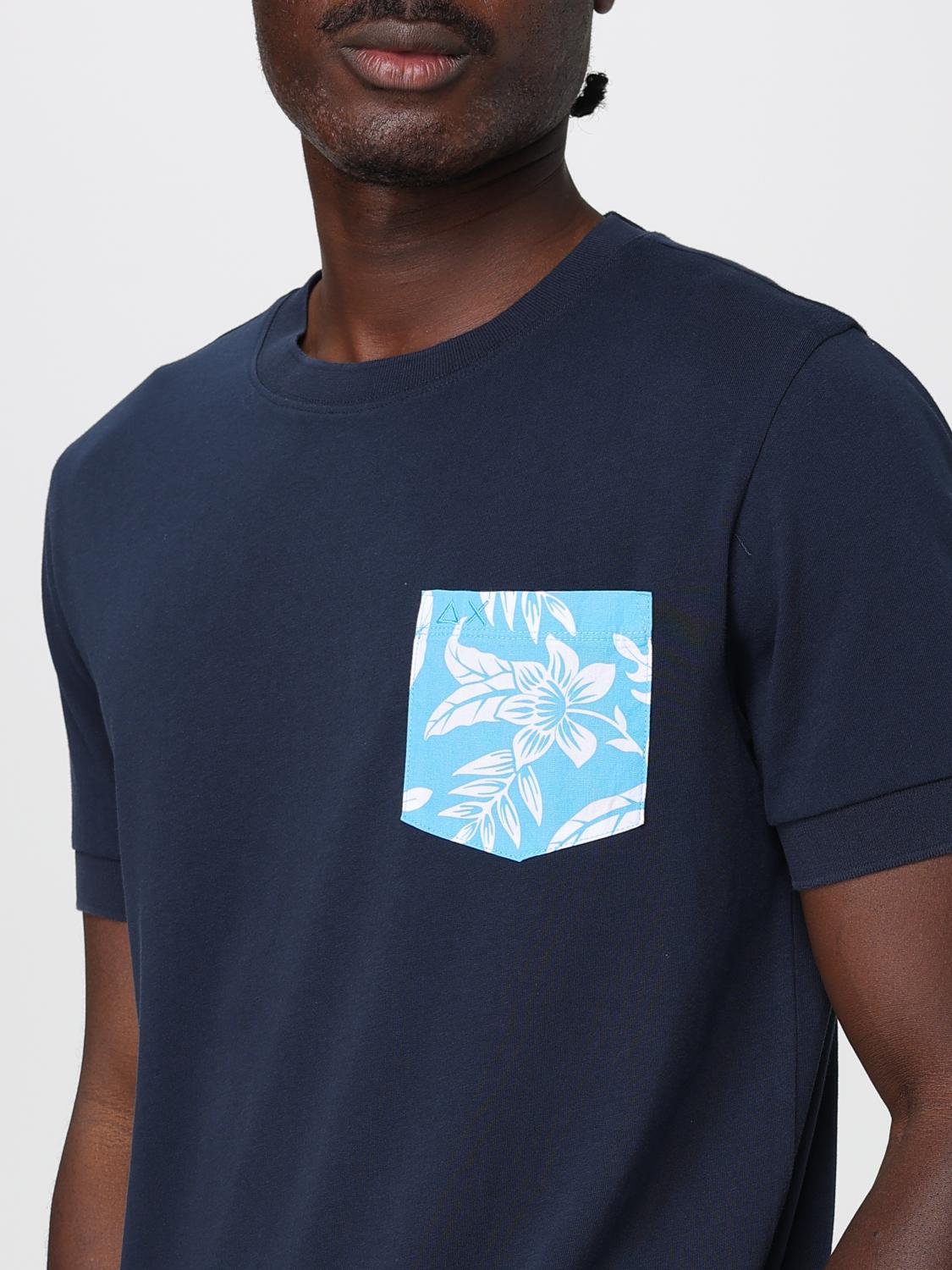 SUN68 T-SHIRT: T-shirt in cotone con toppa a fantasia SUN68, Blue - Img 3