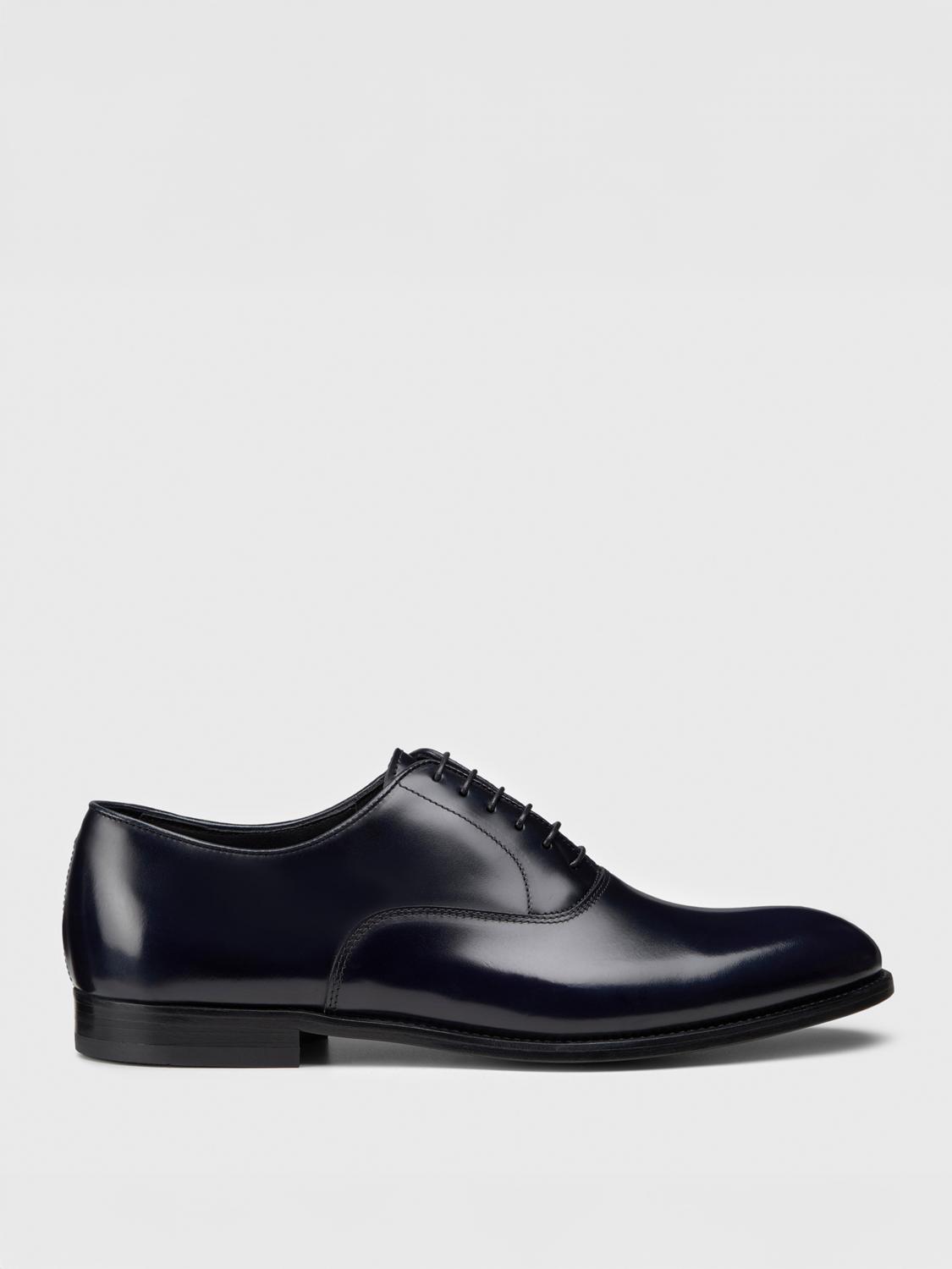 DOUCAL'S SCARPE STRINGATE: Oxford Doucal's in pelle spazzolata , Blue - Img 1
