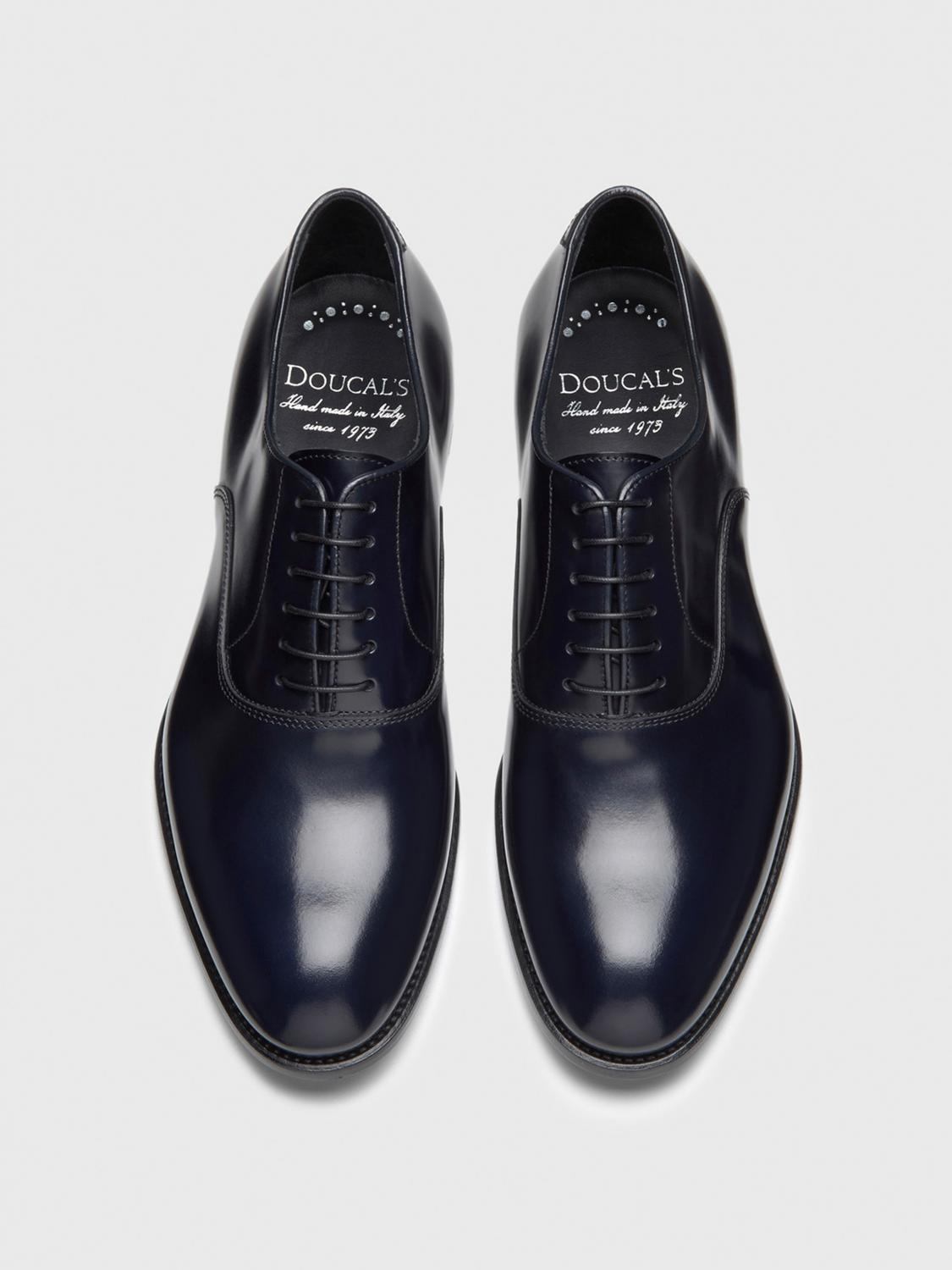 DOUCAL'S SCARPE STRINGATE: Oxford Doucal's in pelle spazzolata , Blue - Img 3