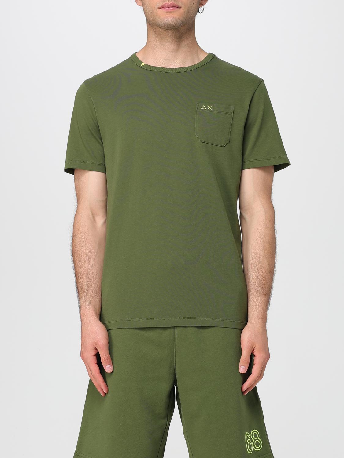 SUN68 T-SHIRT: T-shirt in cotone con toppa SUN68, Verde - Img 1