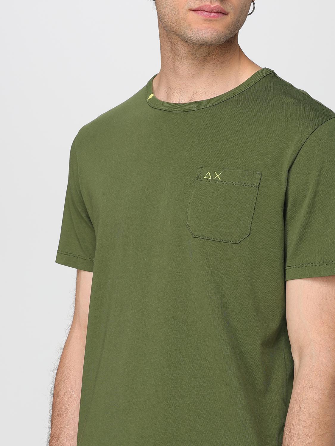 SUN68 T-SHIRT: T-shirt in cotone con toppa SUN68, Verde - Img 3