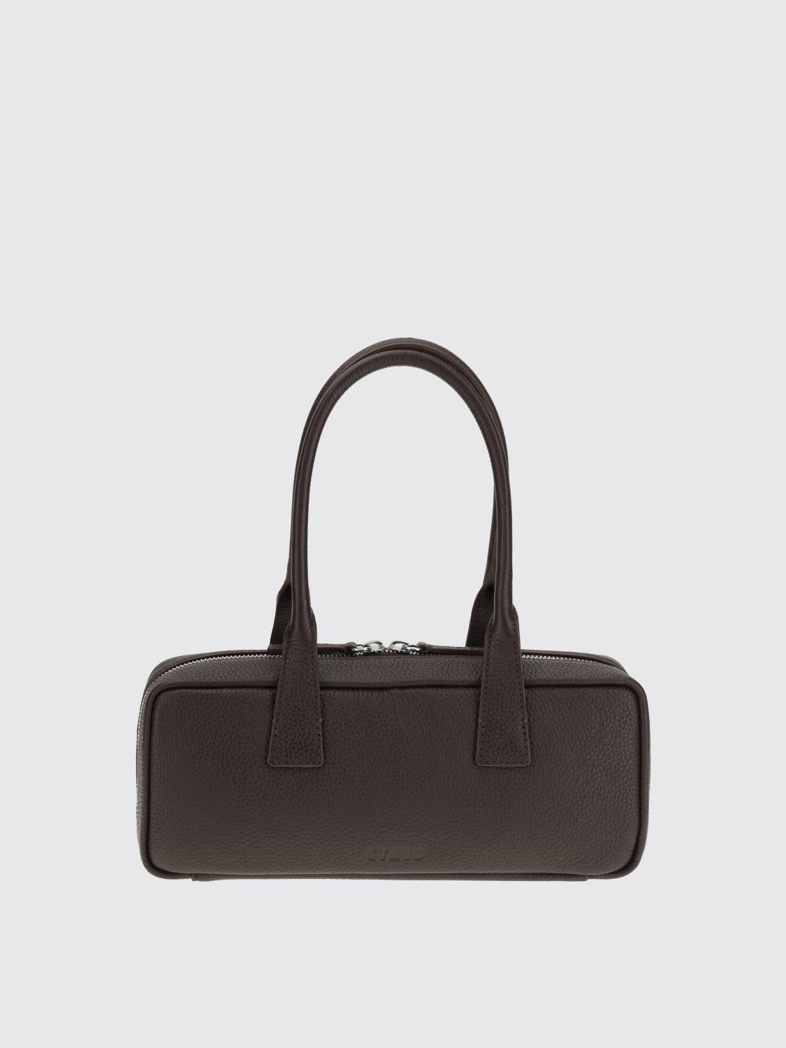 STAUD BORSA A SPALLA: Borsa The Dude Staud in pelle a grana , Marrone - Img 1