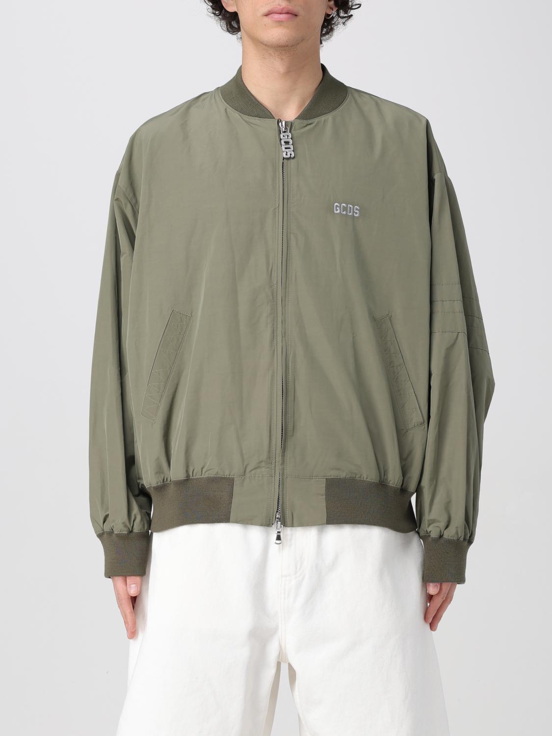 GCDS GIACCA: Bomber in misto cotone con logo GCDS, Verde - Img 1