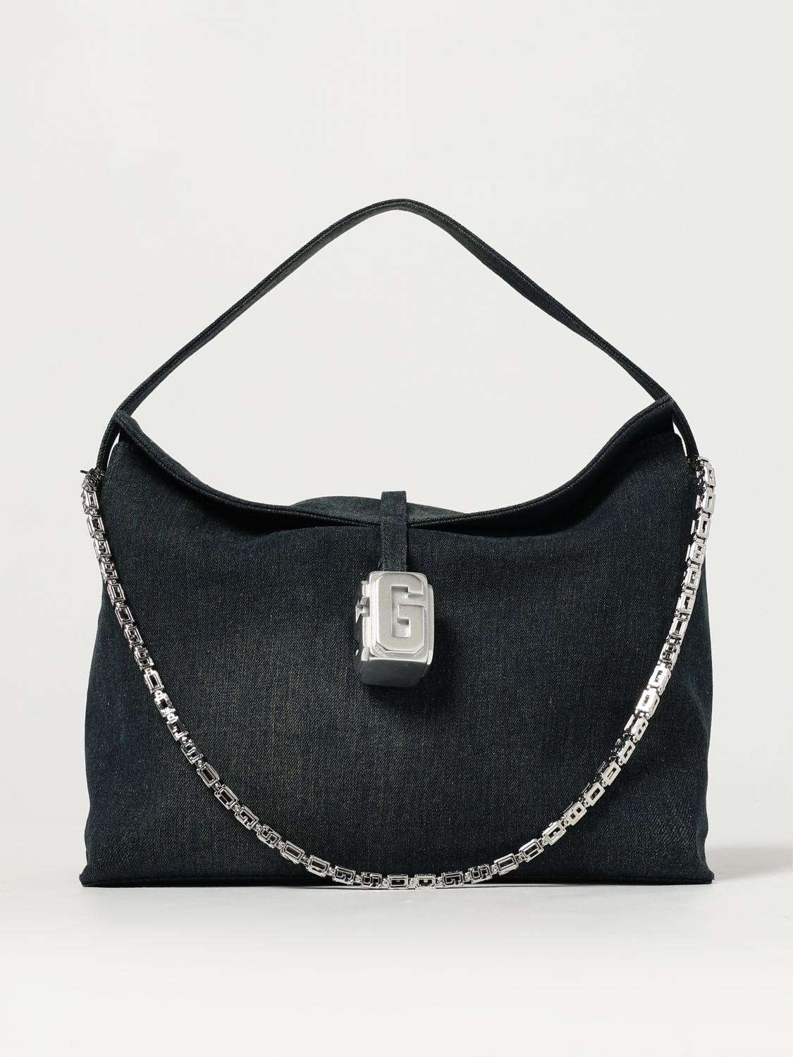 GCDS BORSA A SPALLA: Borsa GCDS in denim di cotone, Denim - Img 1
