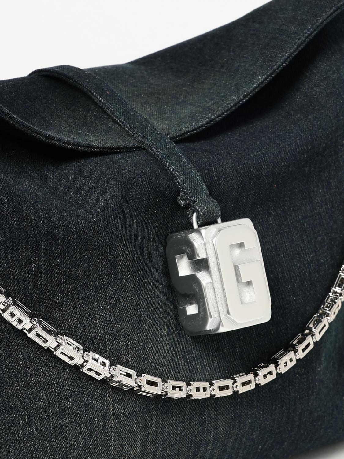 GCDS BORSA A SPALLA: Borsa GCDS in denim di cotone, Denim - Img 3