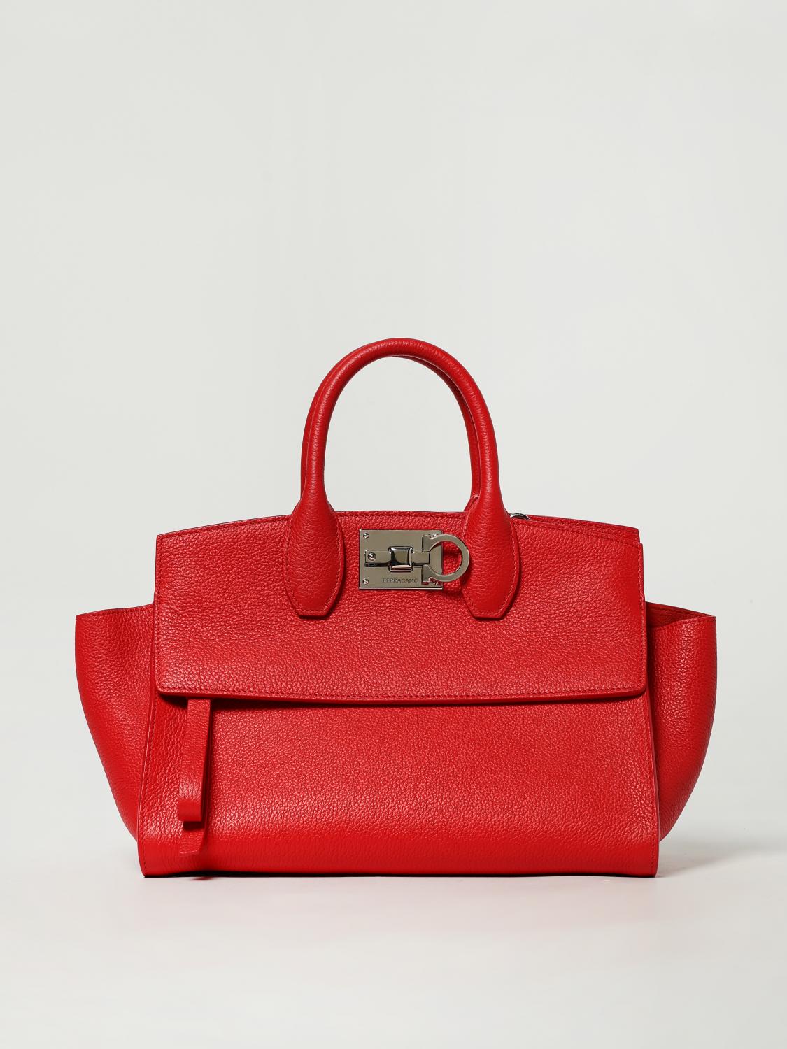 FERRAGAMO BORSA A MANO: Borsa Studio Ferragamo in pelle a grana , Rosso - Img 1