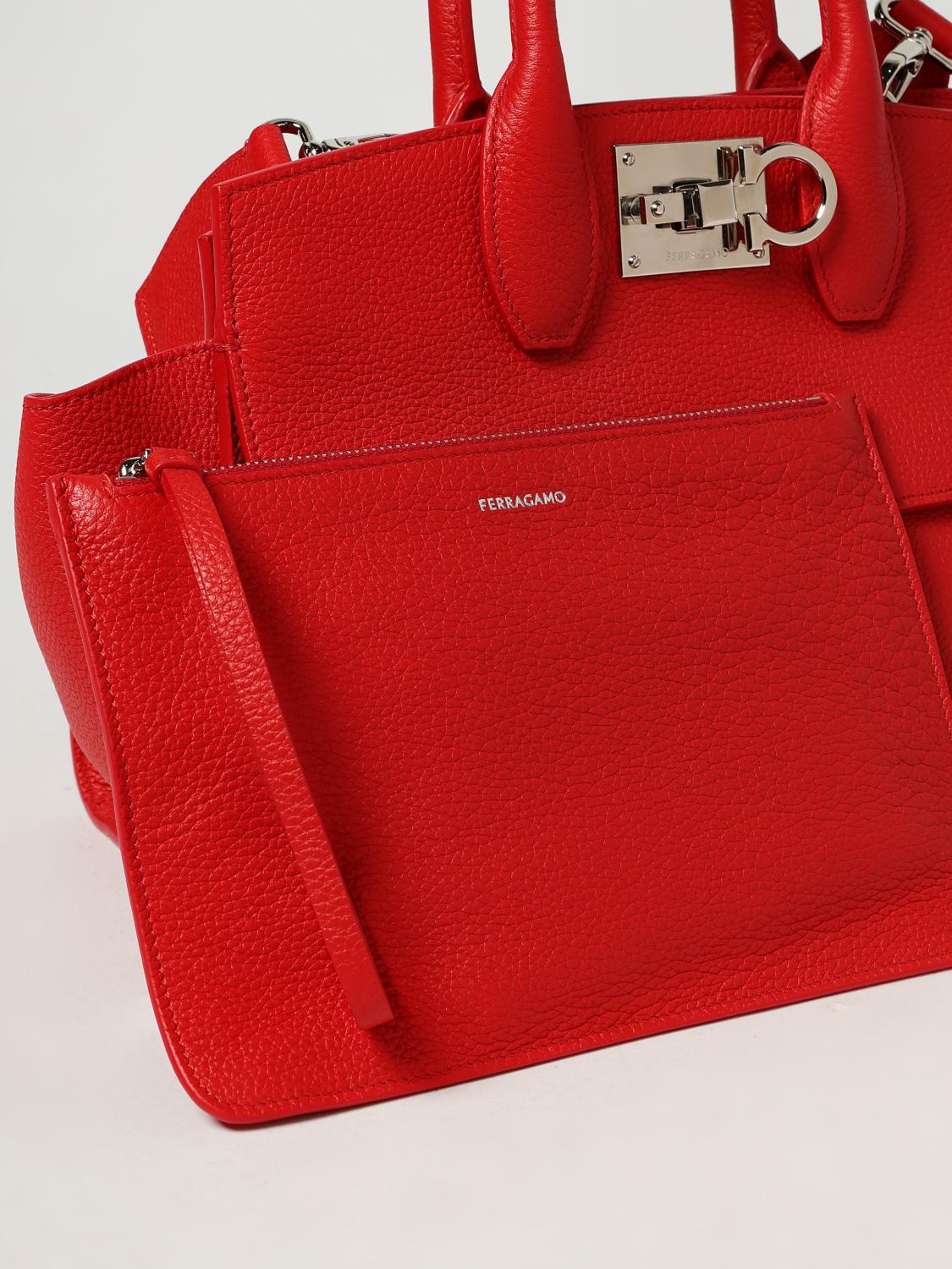FERRAGAMO BORSA A MANO: Borsa Studio Ferragamo in pelle a grana , Rosso - Img 4