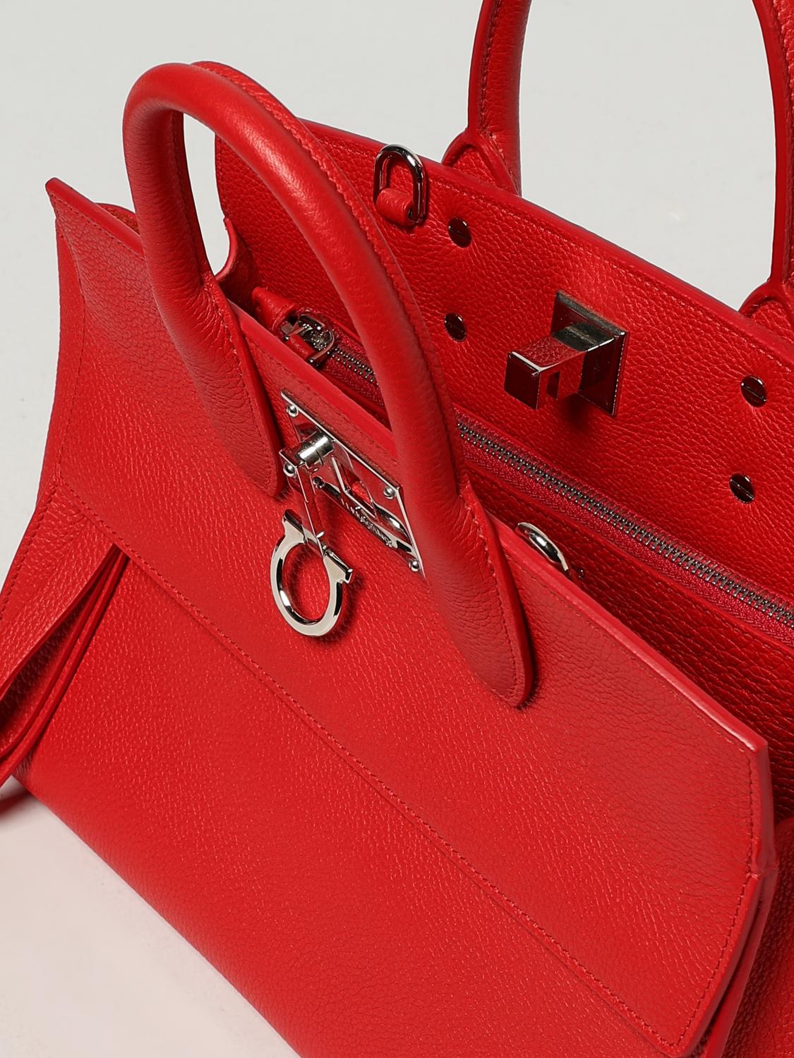FERRAGAMO BORSA A MANO: Borsa Studio Ferragamo in pelle a grana , Rosso - Img 5