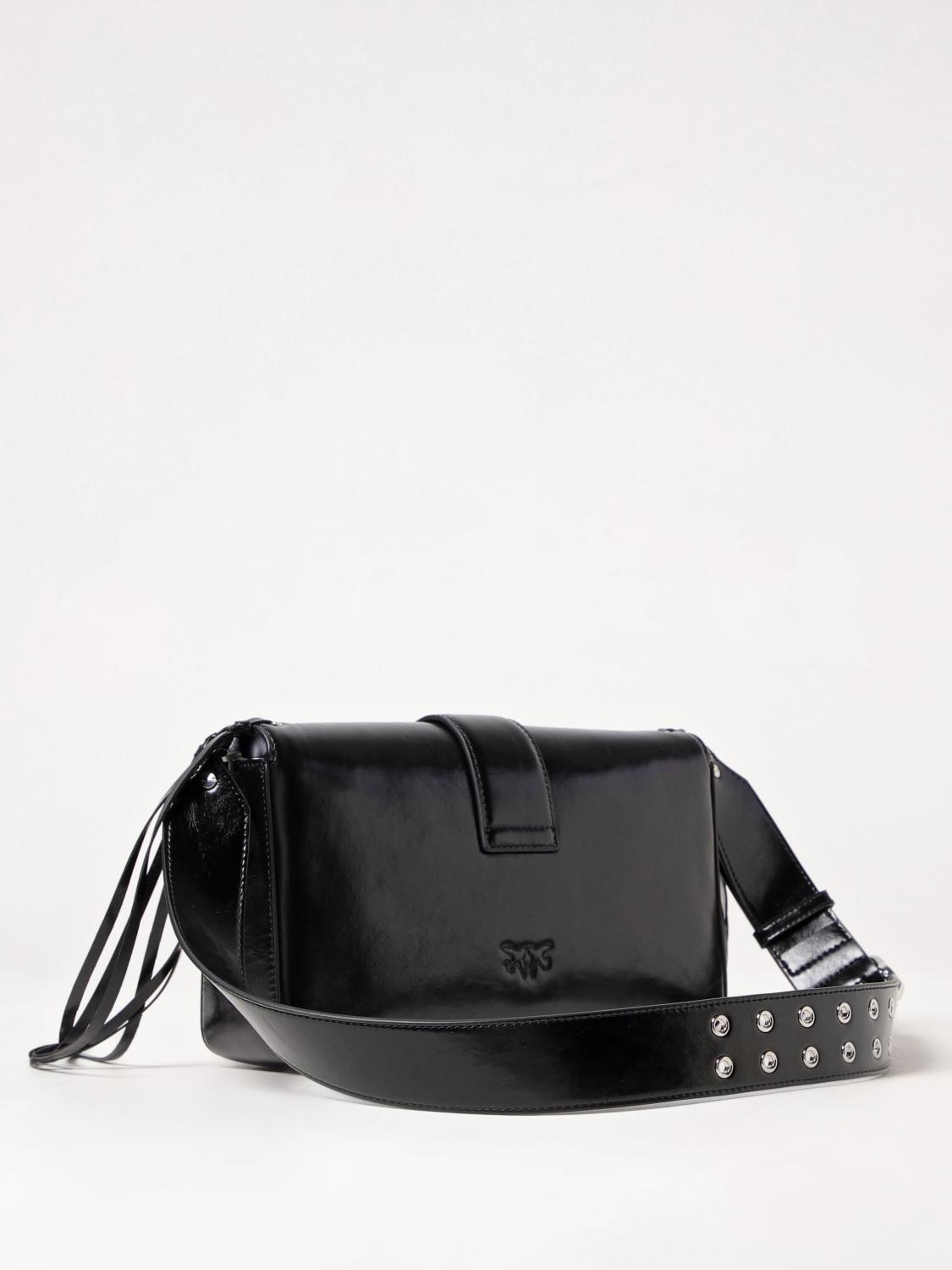 PINKO BORSA A TRACOLLA: Borsa a spalla soft Love Bag Slouchy con frange Pinko, Nero - Img 2