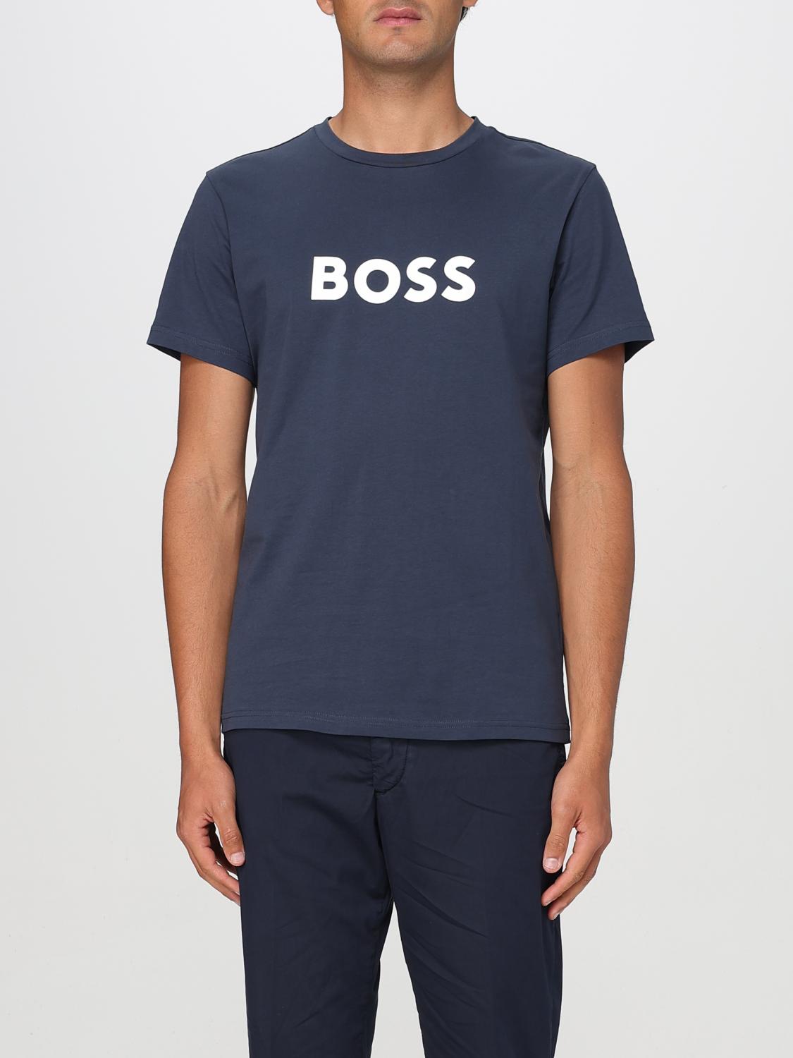 BOSS T-SHIRT: Boss Basic Baumwoll-T-Shirt mit Logo, Blau - Img 1