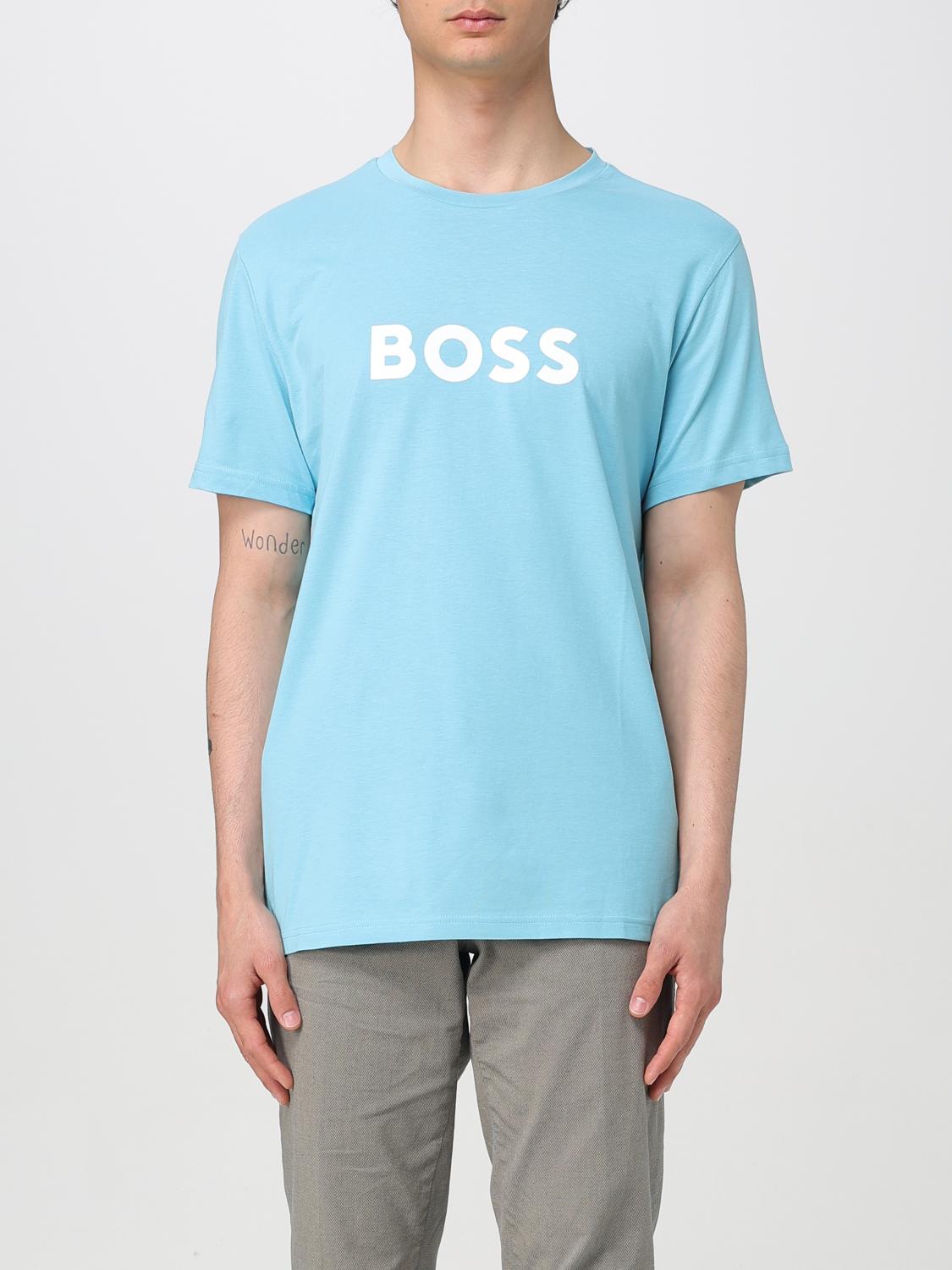 BOSS T-SHIRT: Boss Basic Baumwoll-T-Shirt mit Logo, Hellblau - Img 1