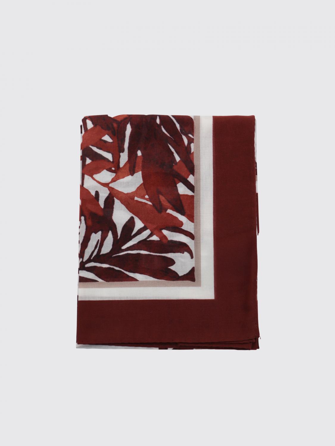 BRUNELLO CUCINELLI FOULARD: Foulard Herbarium Brunello Cucinelli in cotone stampato , Rosso - Img 1
