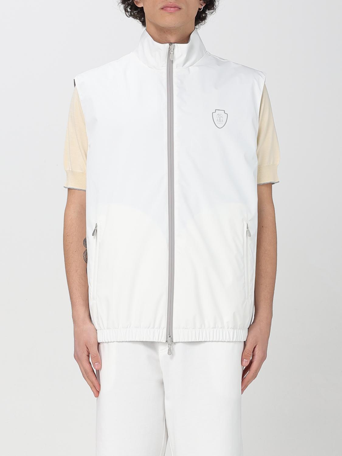 BRUNELLO CUCINELLI スーツベスト: Brunello Cucinelli メンズジャケット, ホワイト - Img 1