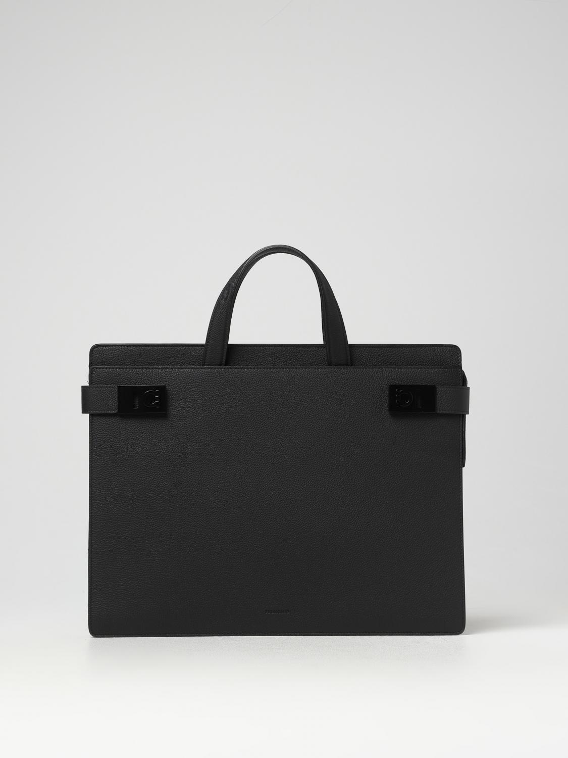 FERRAGAMO BORSA: Borsa da lavoro con fibbie Gancini (S) Ferragamo, Nero - Img 1