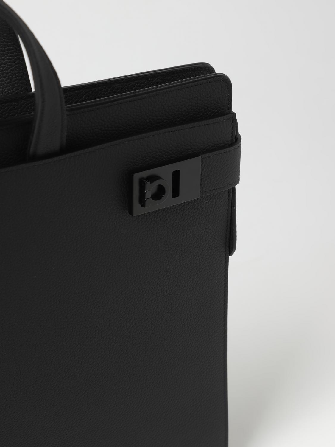 FERRAGAMO BORSA: Borsa da lavoro con fibbie Gancini (S) Ferragamo, Nero - Img 3