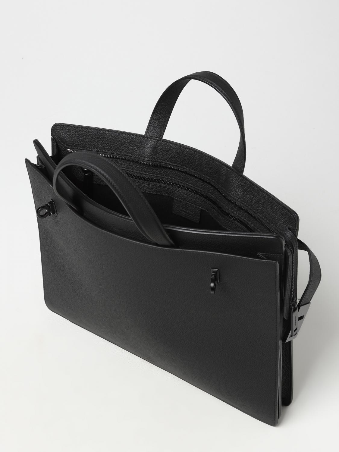 FERRAGAMO BORSA: Borsa da lavoro con fibbie Gancini (S) Ferragamo, Nero - Img 4