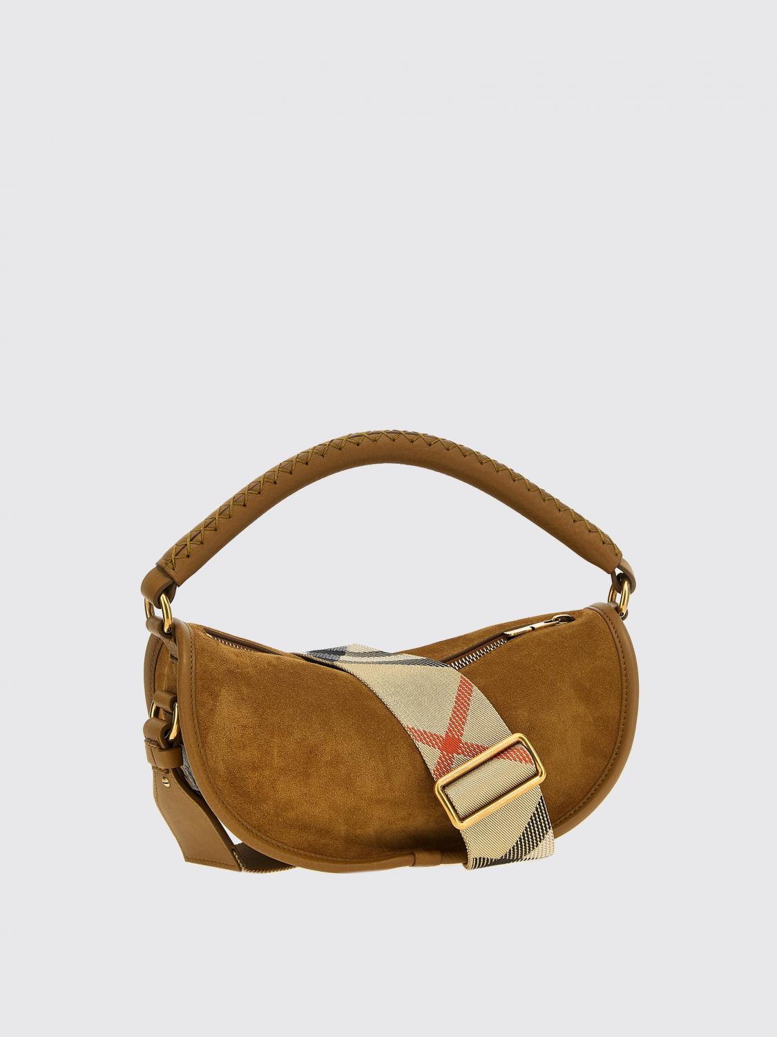 BURBERRY BORSA A MANO: Borsa a spalla Hebden in camoscio Burberry, Marrone - Img 2