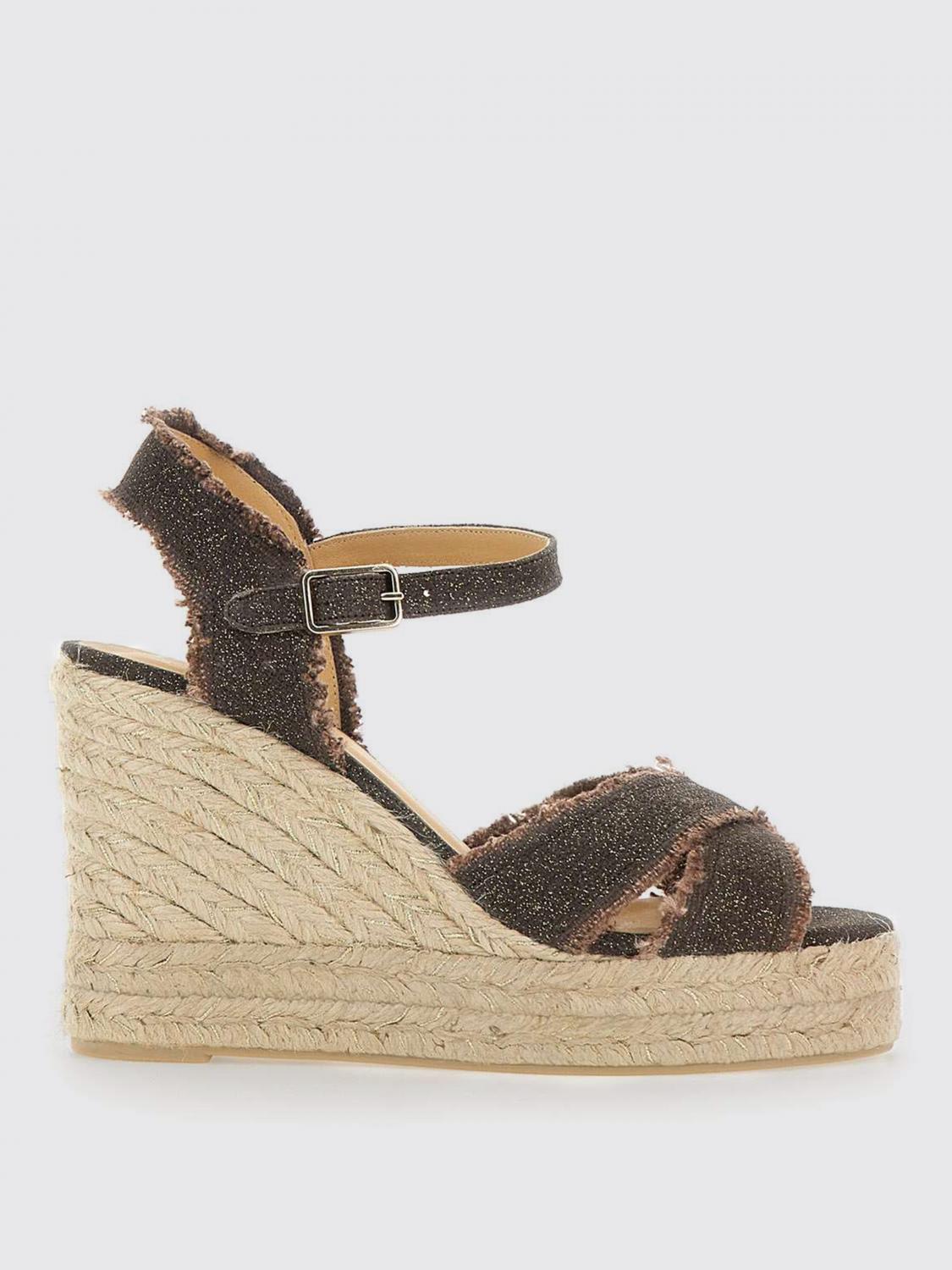 CASTAÑER SANDALEN MIT ABSATZ: Castañer Bromelia Sandale aus Baumwoll-Canvas und Lurex, Braun - Img 1