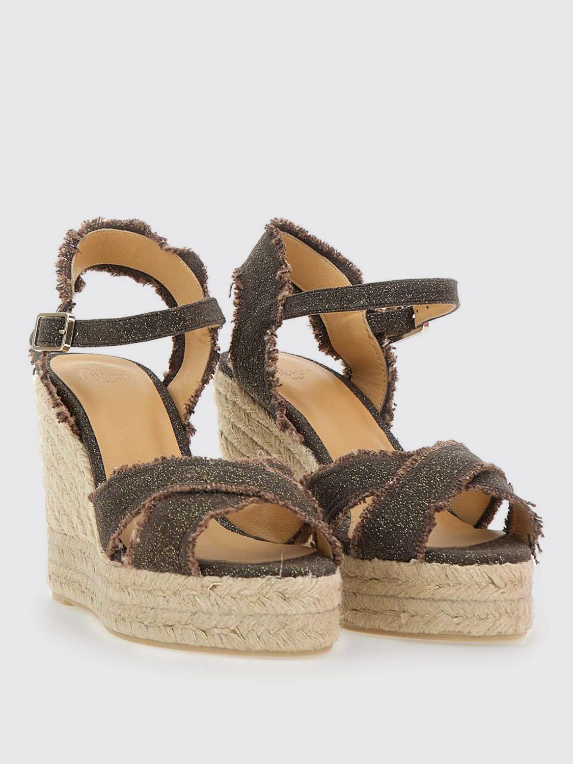 CASTAÑER SANDALEN MIT ABSATZ: Castañer Bromelia Sandale aus Baumwoll-Canvas und Lurex, Braun - Img 2