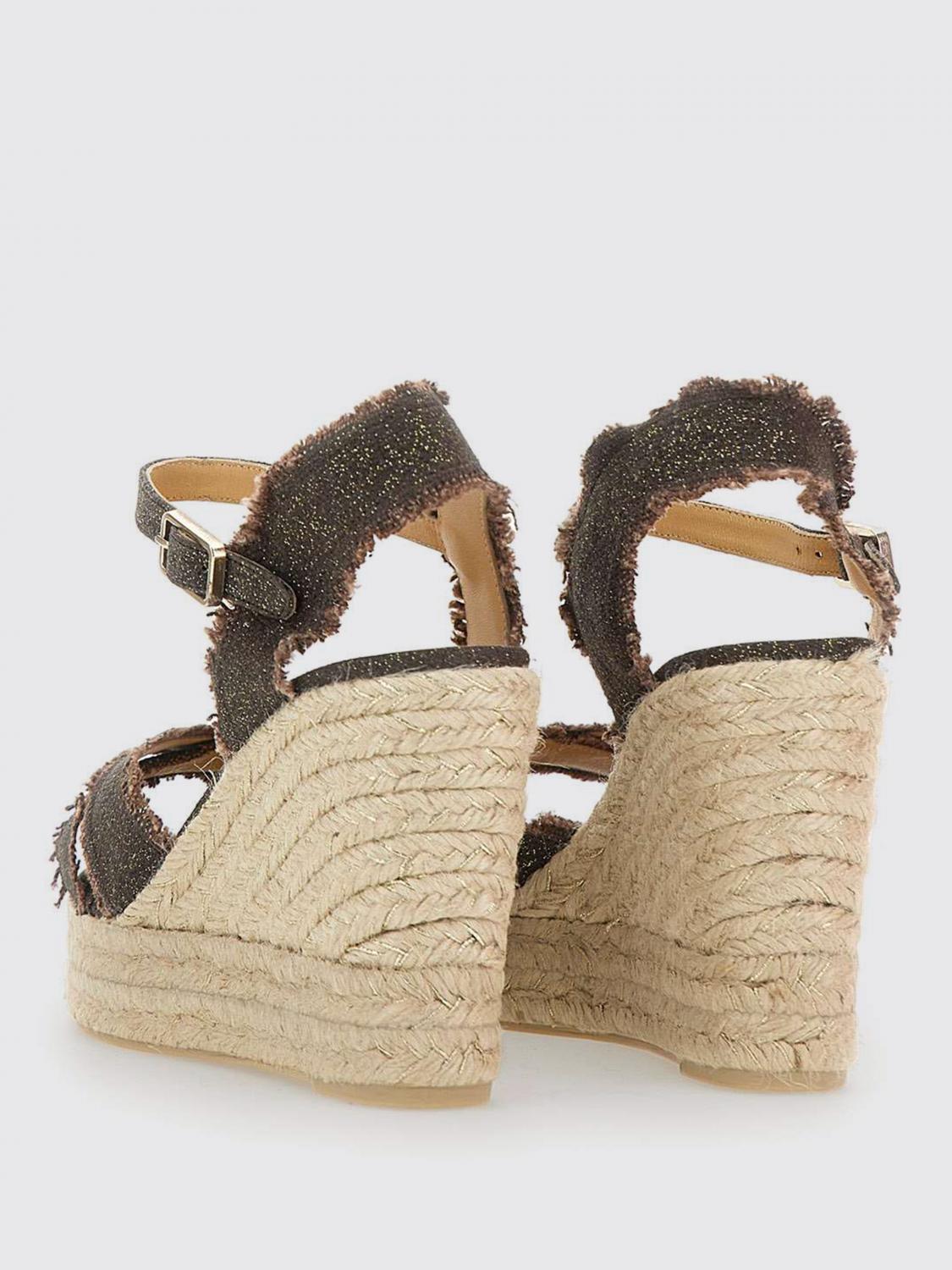 CASTAÑER SANDALEN MIT ABSATZ: Castañer Bromelia Sandale aus Baumwoll-Canvas und Lurex, Braun - Img 3