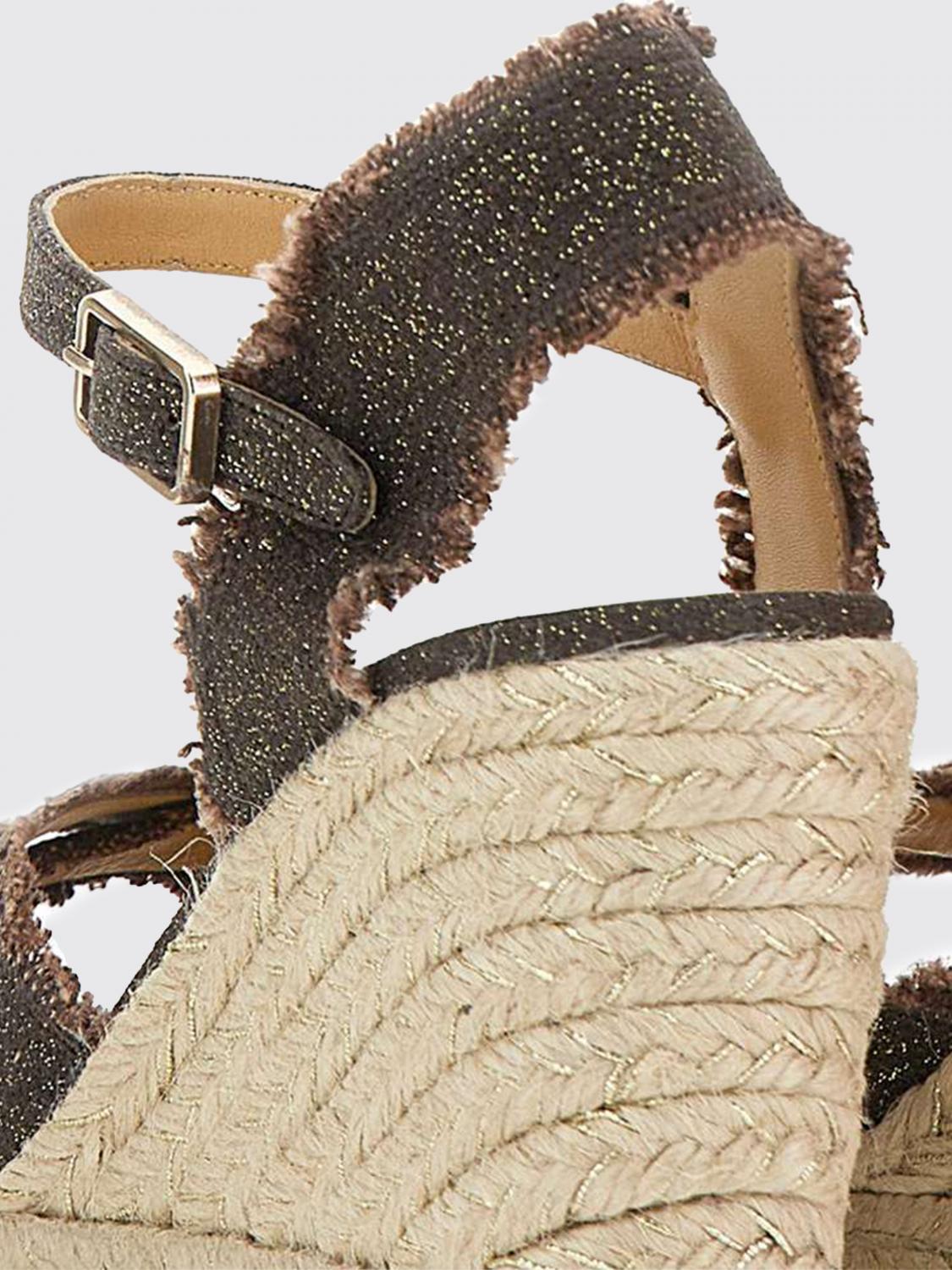 CASTAÑER SANDALEN MIT ABSATZ: Castañer Bromelia Sandale aus Baumwoll-Canvas und Lurex, Braun - Img 4