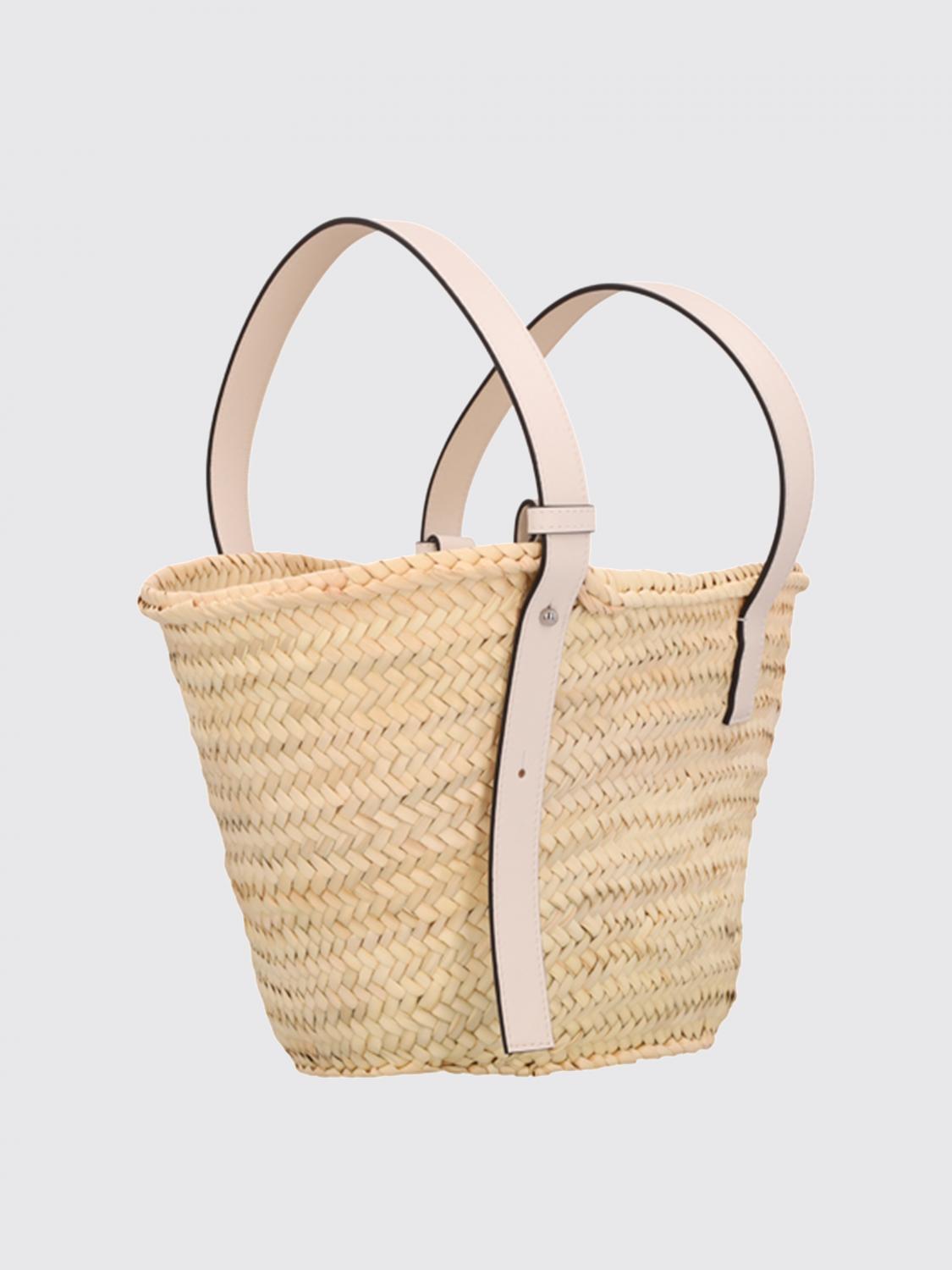 LOEWE BORSA A SPALLA: Borsa a spalla in paglia e pelle Loewe, Beige - Img 2
