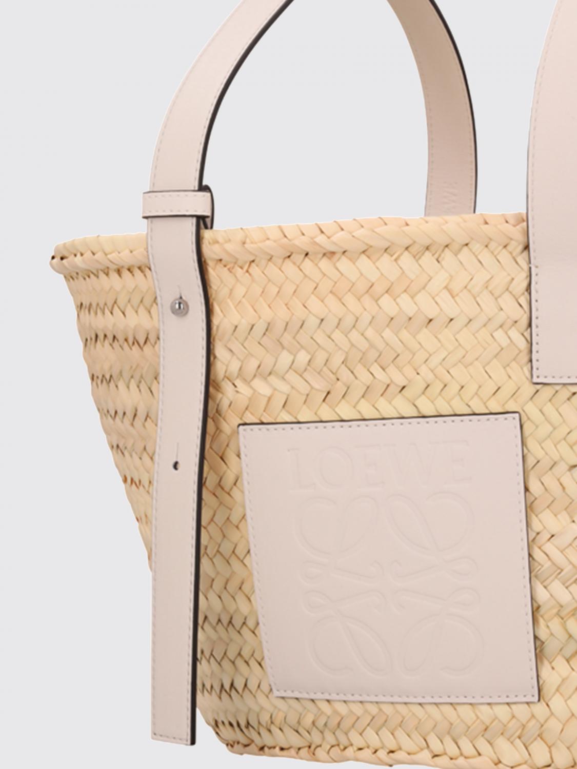 LOEWE BORSA A SPALLA: Borsa a spalla in paglia e pelle Loewe, Beige - Img 3