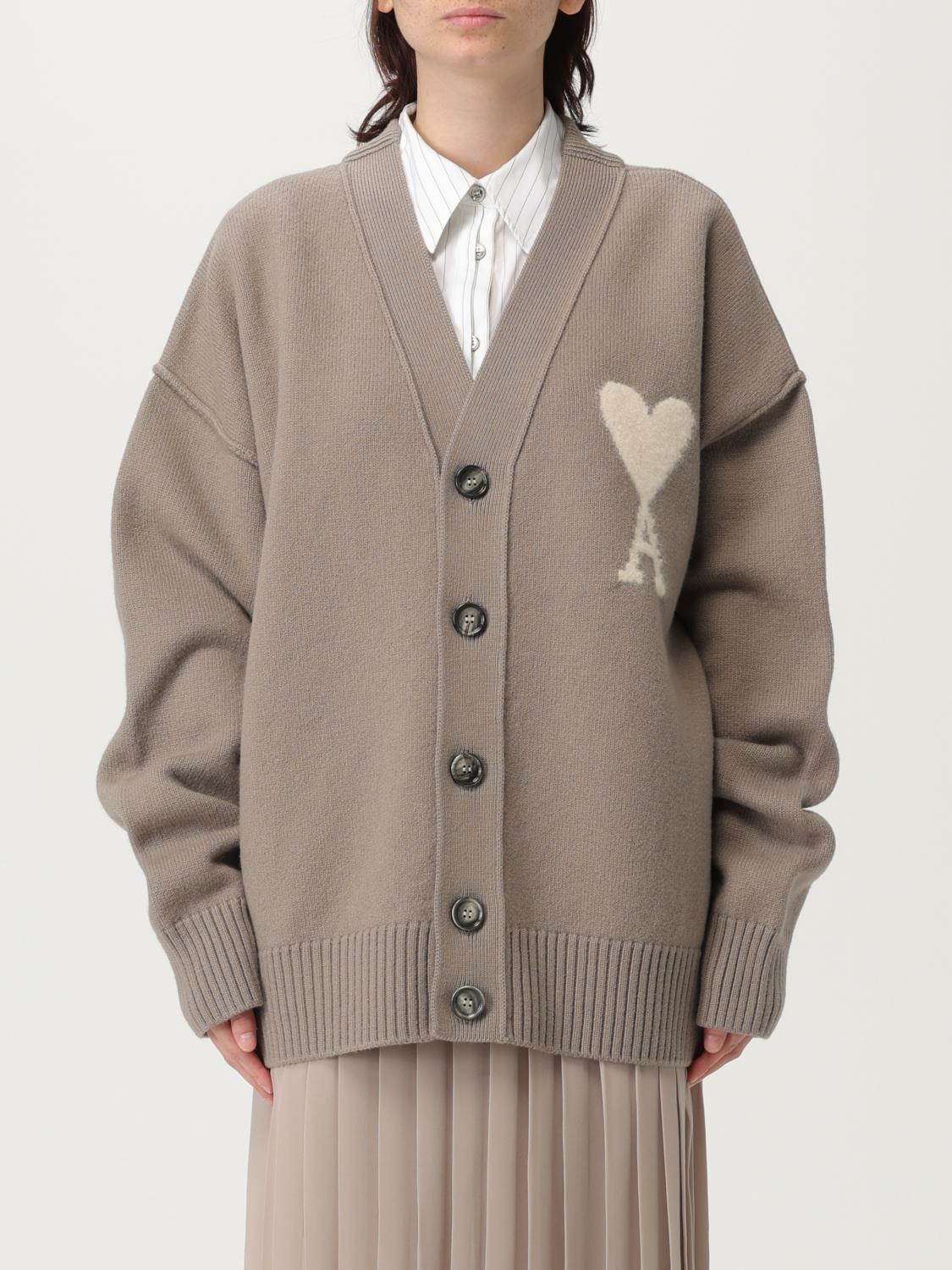 Ami Paris Cardigan woman - Grey | UKC090KN0090 | GIGLIO.COM