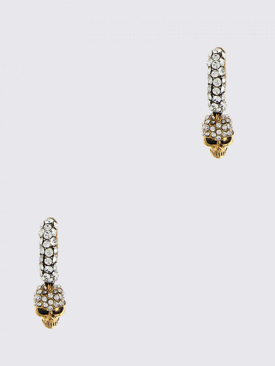 MCQUEEN GIOIELLO: Orecchini Skull McQueen in ottone con strass incastonati , Oro - Img 1