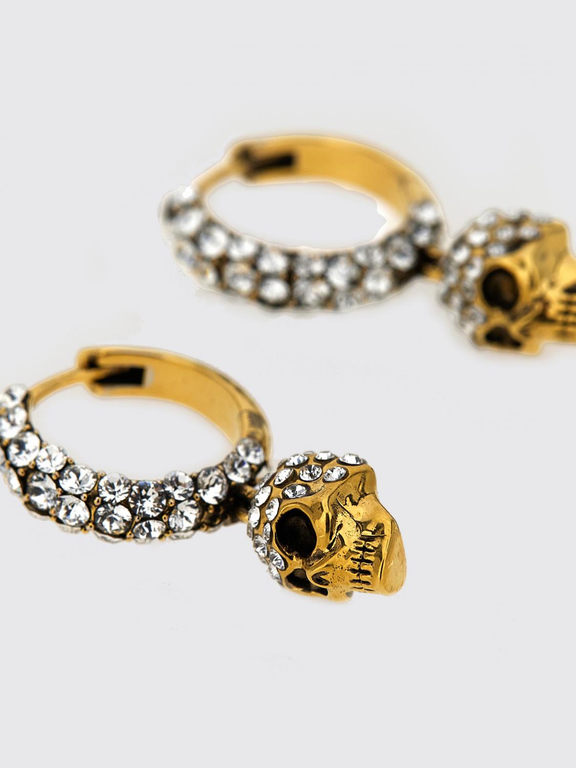 MCQUEEN GIOIELLO: Orecchini Skull McQueen in ottone con strass incastonati , Oro - Img 2