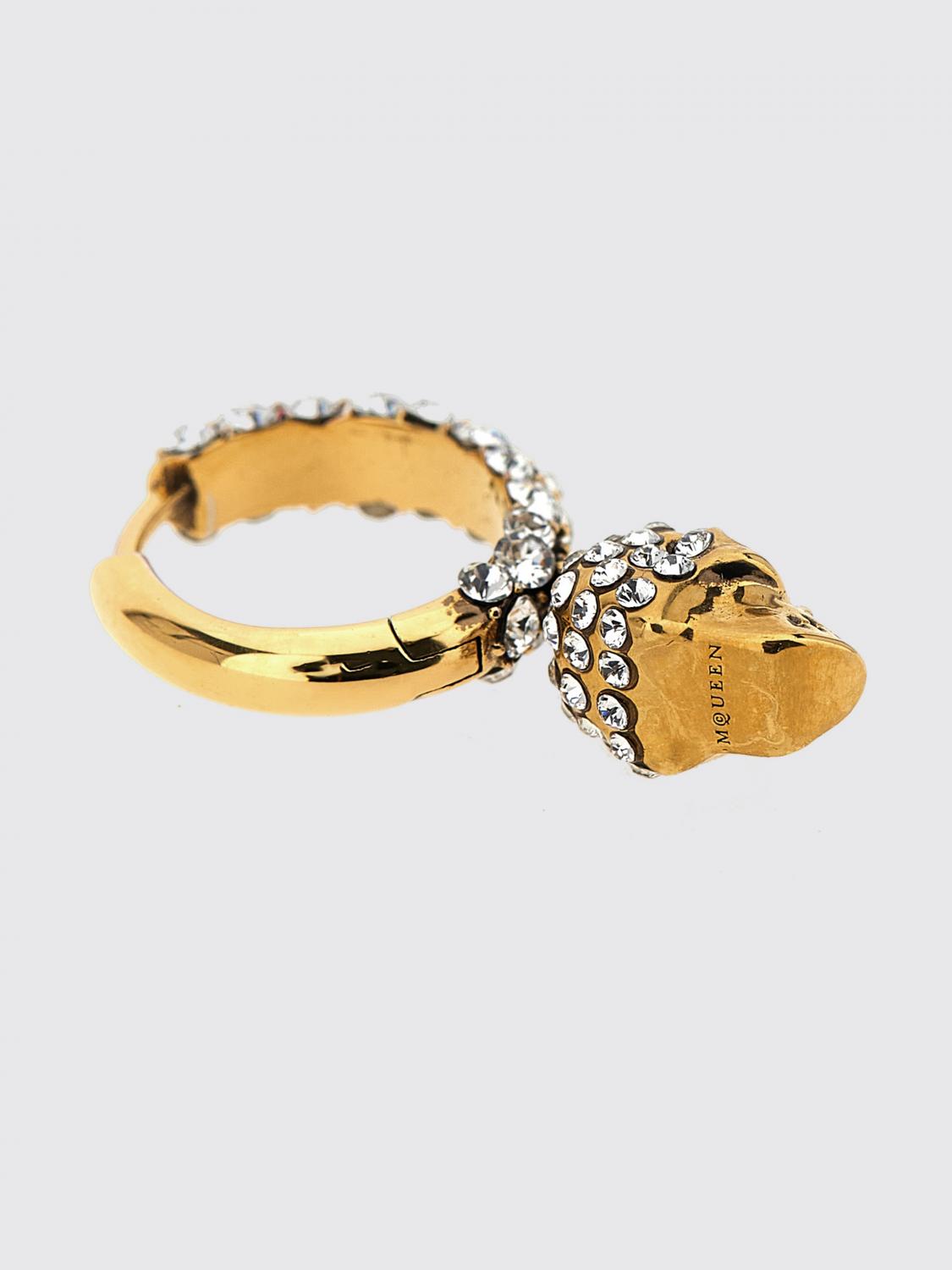 MCQUEEN GIOIELLO: Orecchini Skull McQueen in ottone con strass incastonati , Oro - Img 3