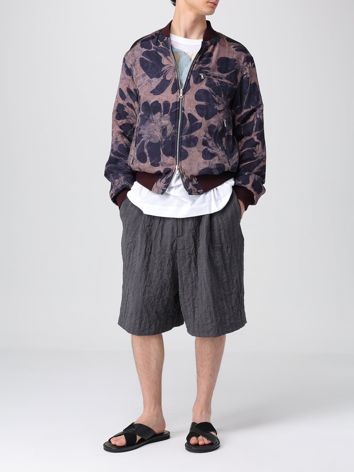 DRIES VAN NOTEN GIACCA: Bomber Dries Van Noten in cotone reversibile , Blue - Img 2