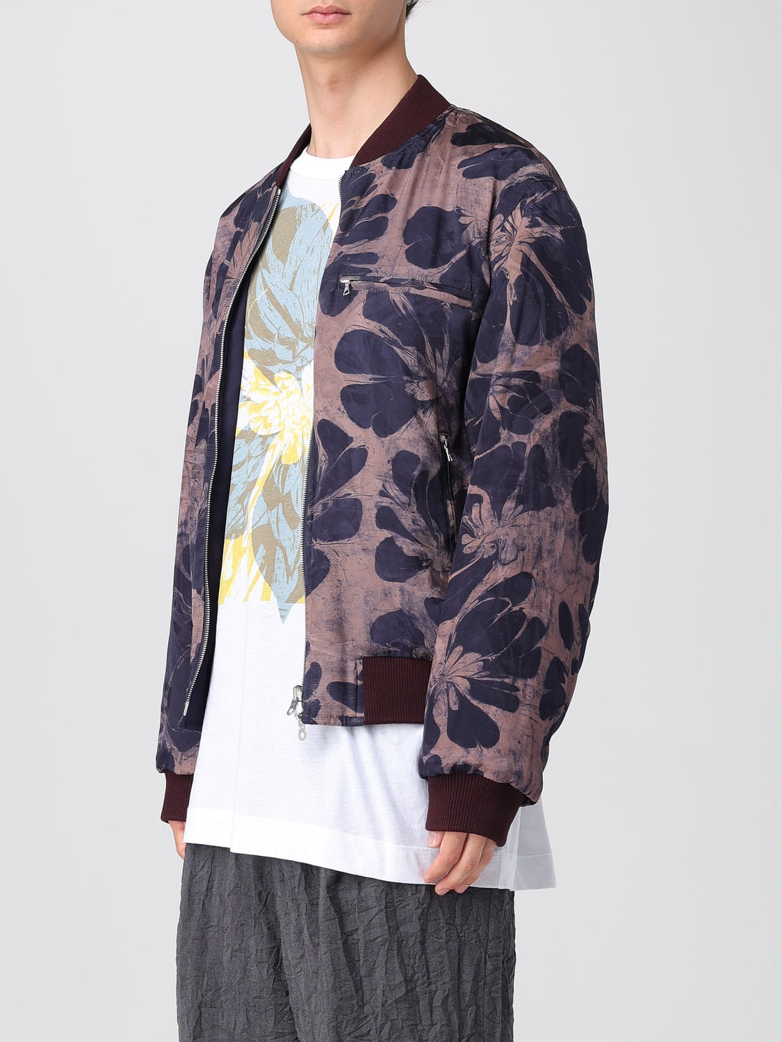 DRIES VAN NOTEN GIACCA: Bomber Dries Van Noten in cotone reversibile , Blue - Img 4