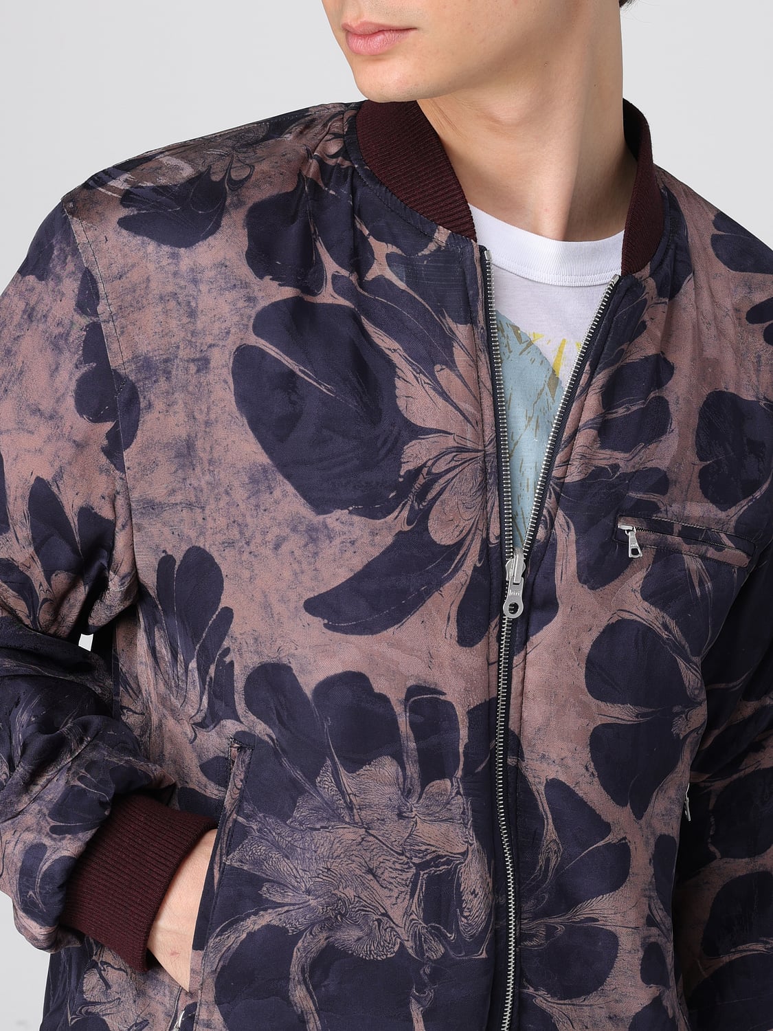 DRIES VAN NOTEN GIACCA: Bomber Dries Van Noten in cotone reversibile , Blue - Img 5