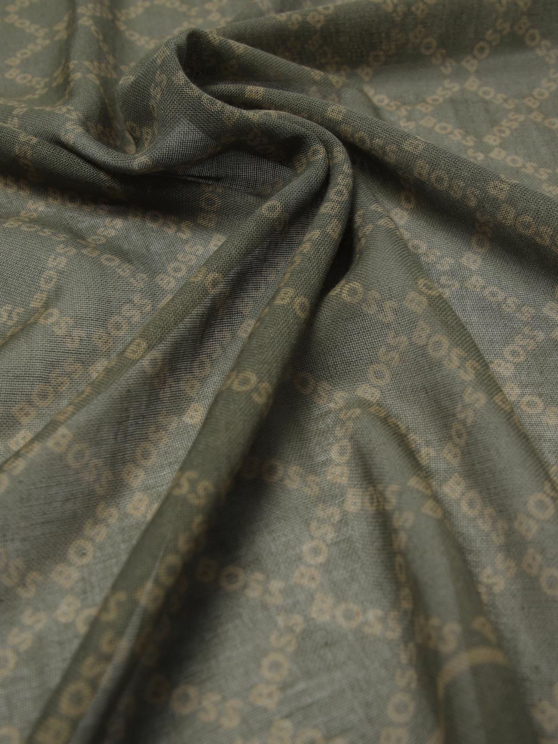 BOSS SCIARPA: Sciarpa Boss in cotone con logo all over , Verde - Img 3